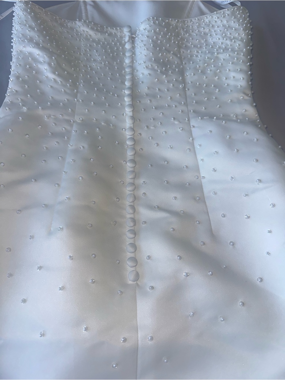 David's Bridal St. Tropez 4190 White Pearl-Embellished Wedding Dress. Ivory Sz.8